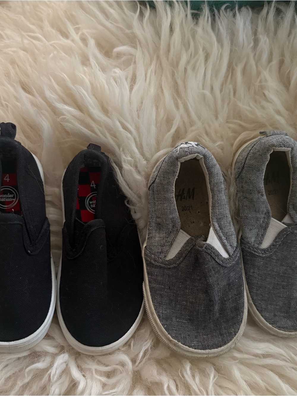 H&M Kids size 4 toddler shoes Black and Grey Slip-On Canvas Sneakers bundle